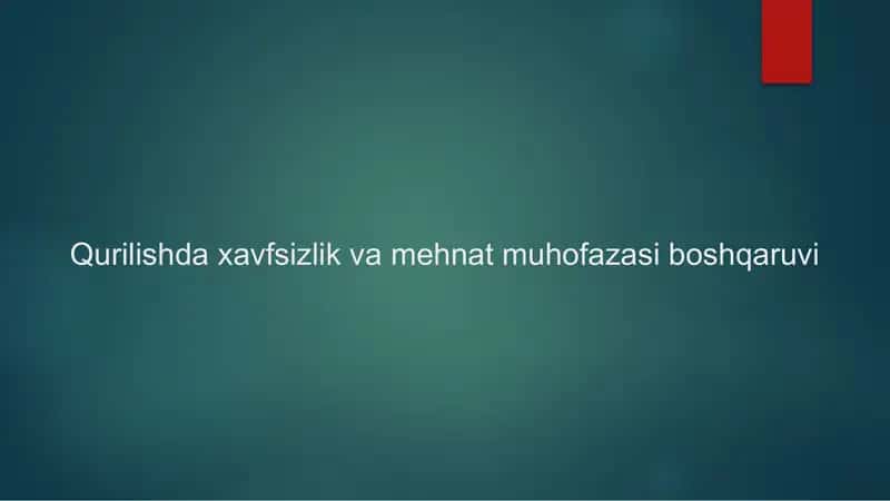 Mehnat muhofazasi 1