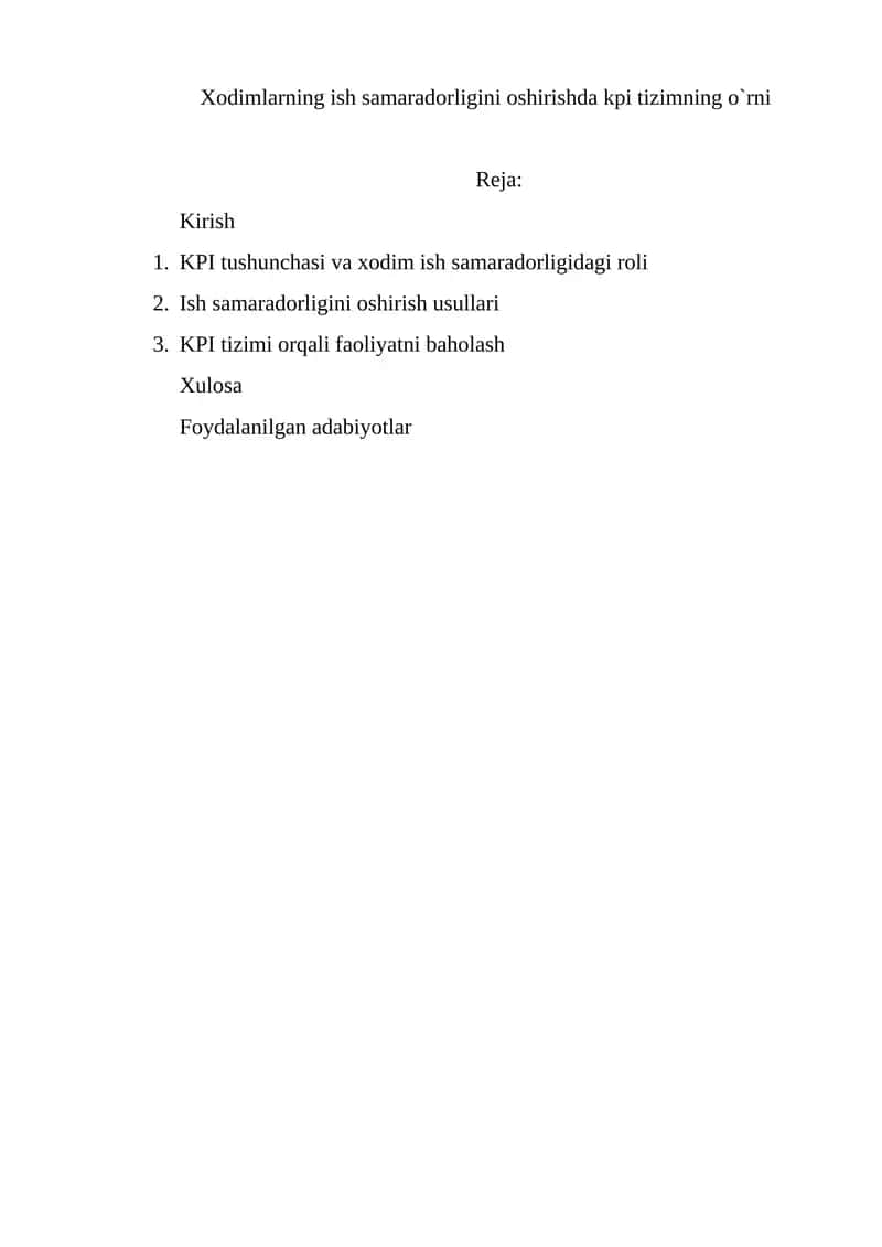 KPI tizimining o'rni 1