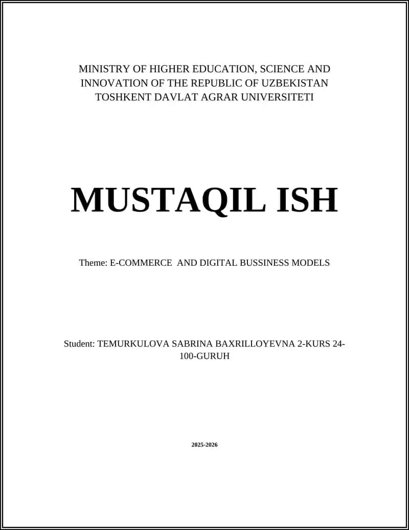 E-commerce and Digital Business Models 1