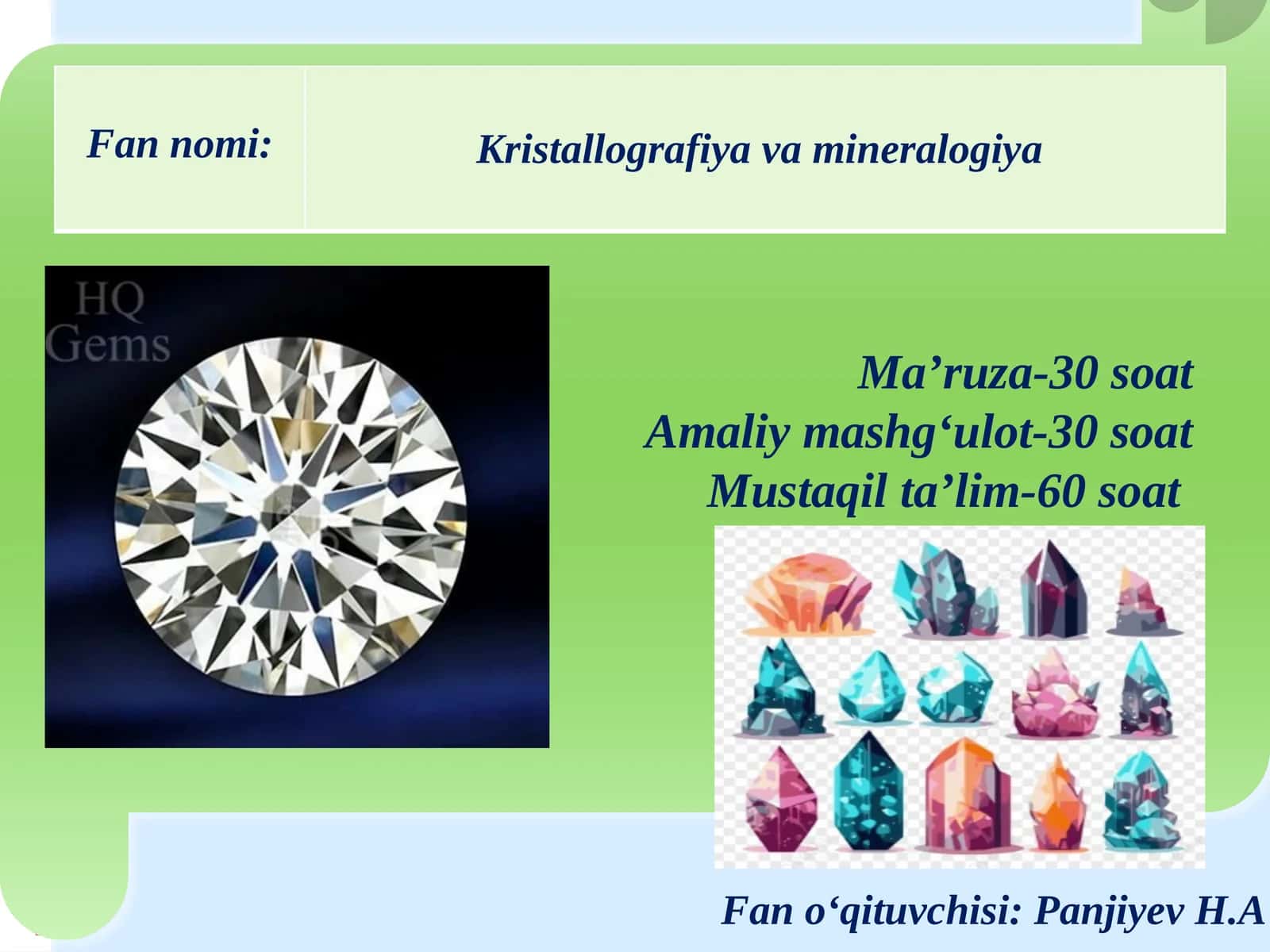 Kristallografiya va mineralogiya 1
