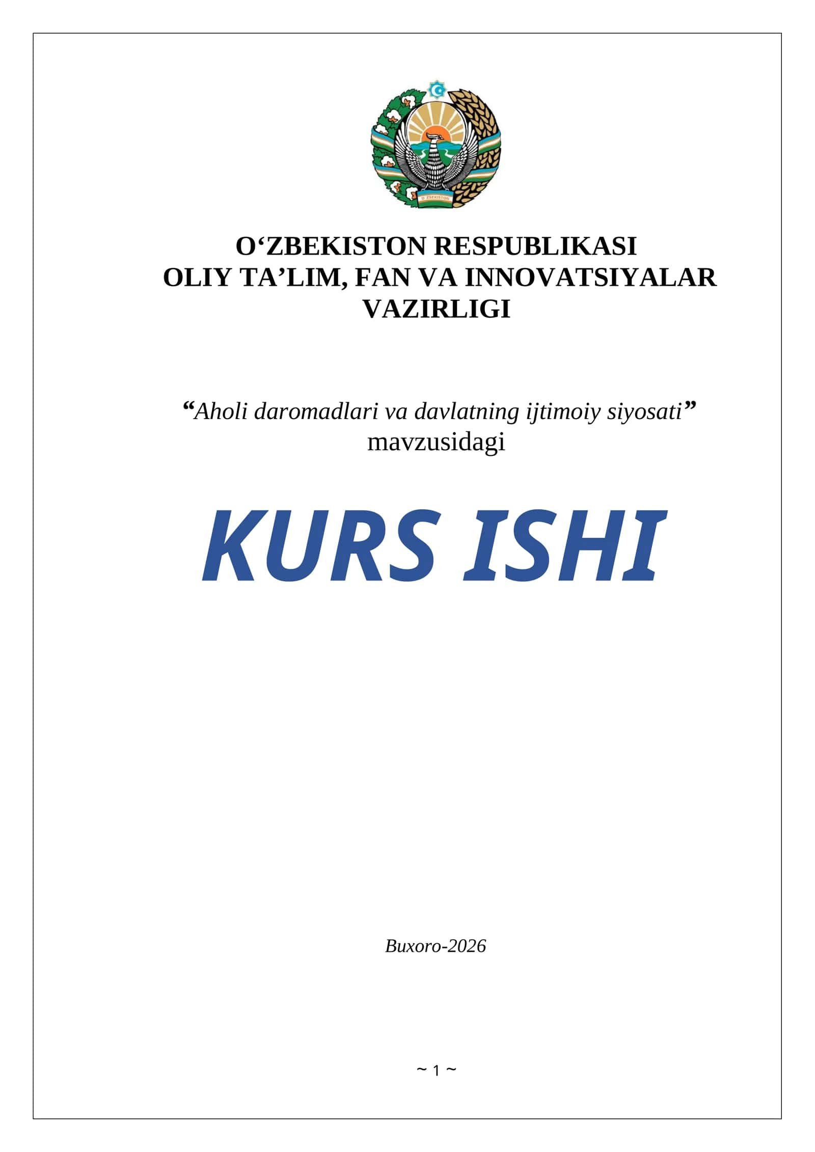 Aholi daromadlari va davlatning ijtimoiy siyosati 1