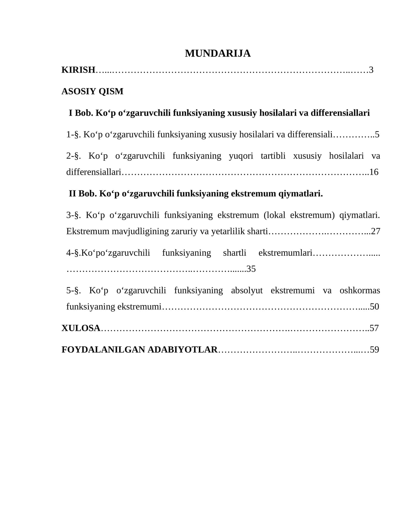 Ko‘p o‘zgaruvchili funksiyaning xususiy hosilalari va differensiallari 1