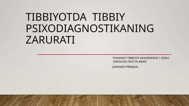 Tibbiy Psixodiagnostika 1