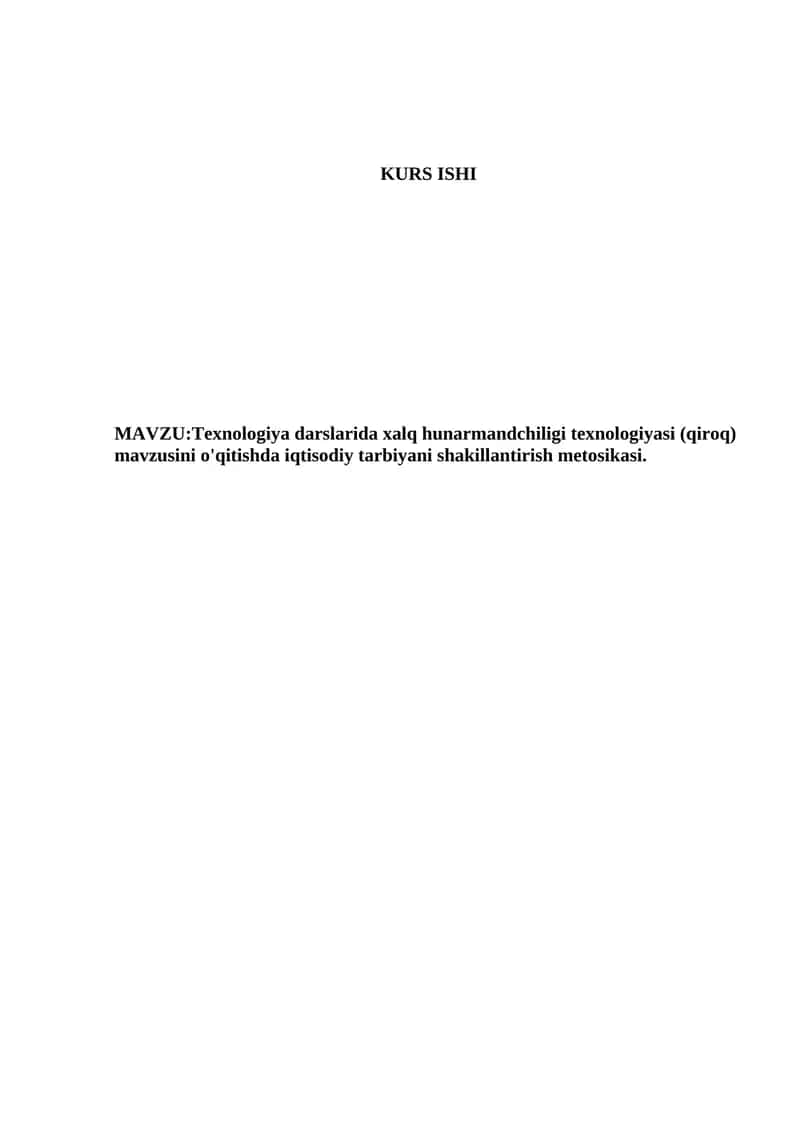 Texnologiya darslarida xalq hunarmandchiligi texnologiyasi (qiroq) 1