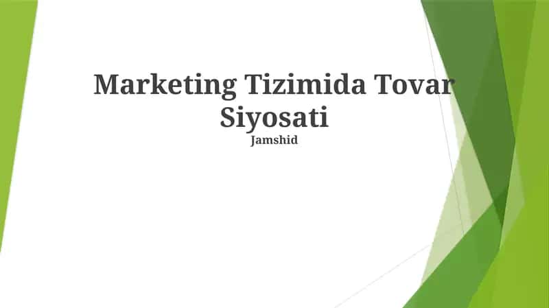 Marketing Tizimida Tovar Siyosati 1