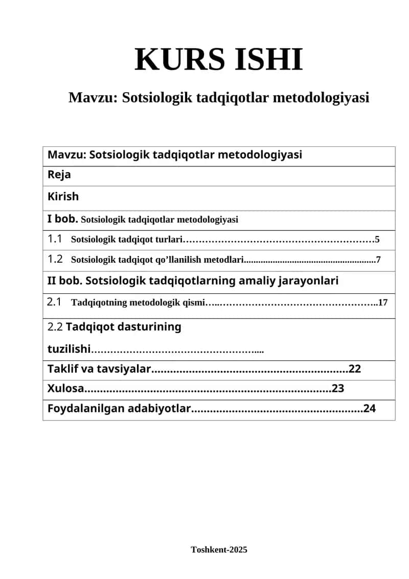 Sotsiologik tadqiqotlar metodologiyasi 1