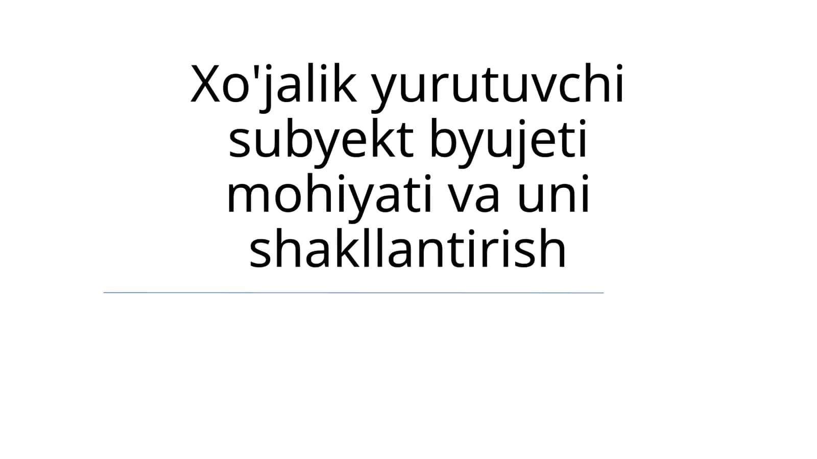 Xo'jalik yurutuvchi subyekt byujeti mohiyati va uni shakllantirish 1