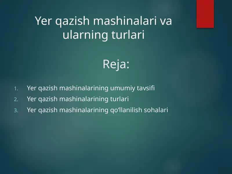 Yer qazish mashinalari va ularning turlari 1