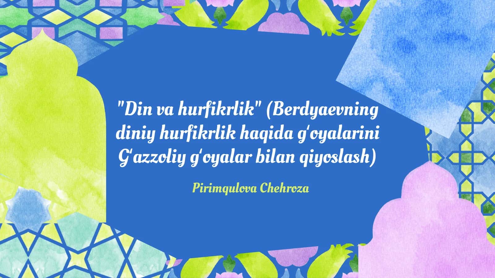 "Din va hurfikrlik" 1
