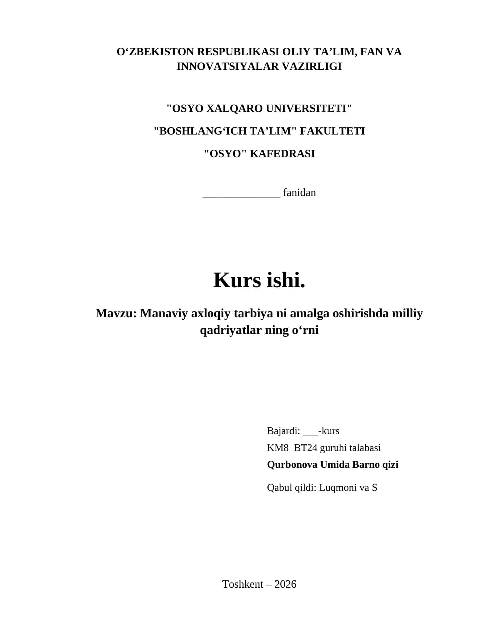 Manaviy axloqiy tarbiya ni amalga oshirishda milliy qadriyatlar ning oʻrni 1