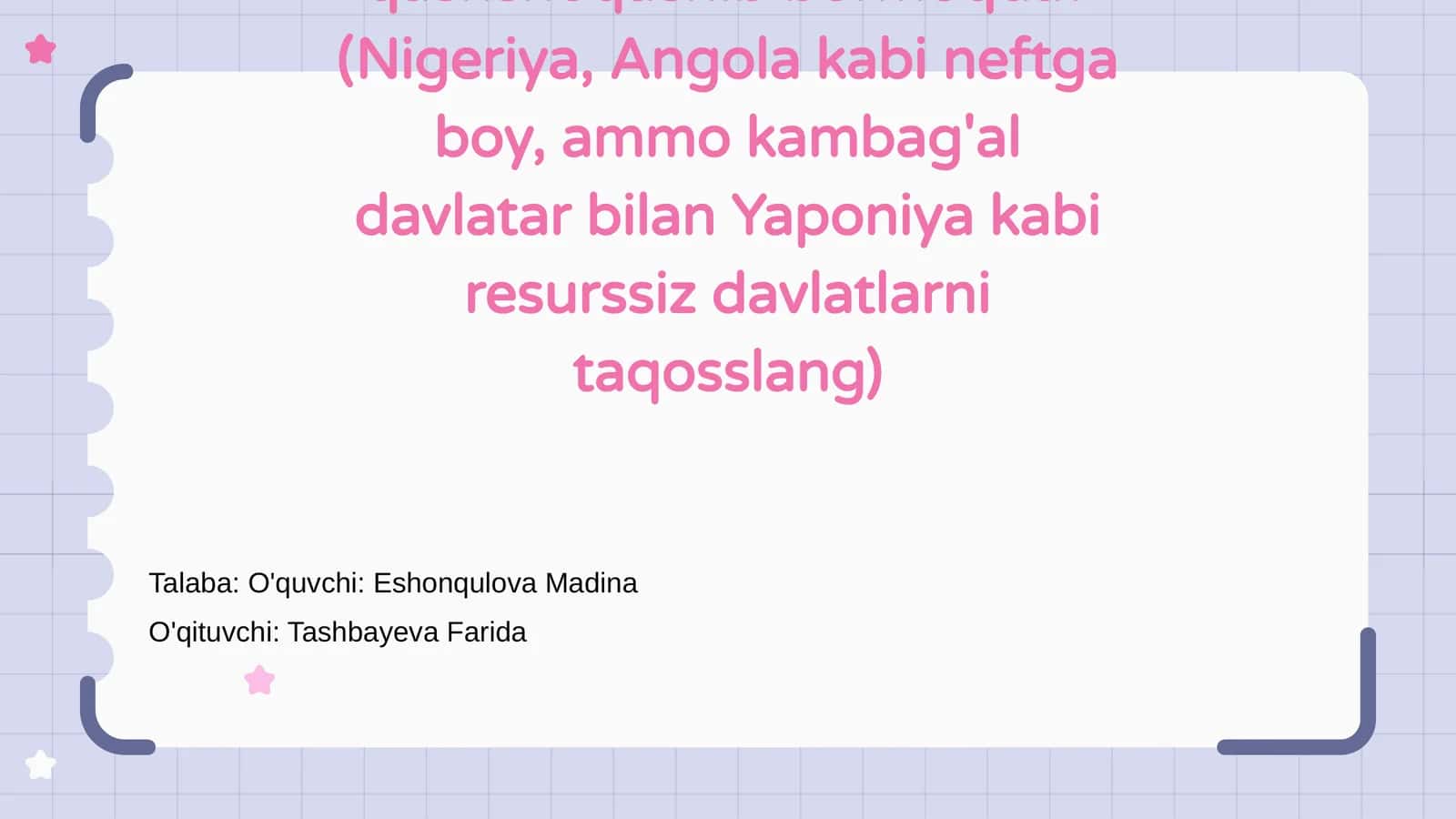Tabiiy boyliklar: Nega ba'zilar rivojlanib, ba'zilar qashshoqashib bormoqda? (Nigeriya, Angola kabi neftga boy, 1