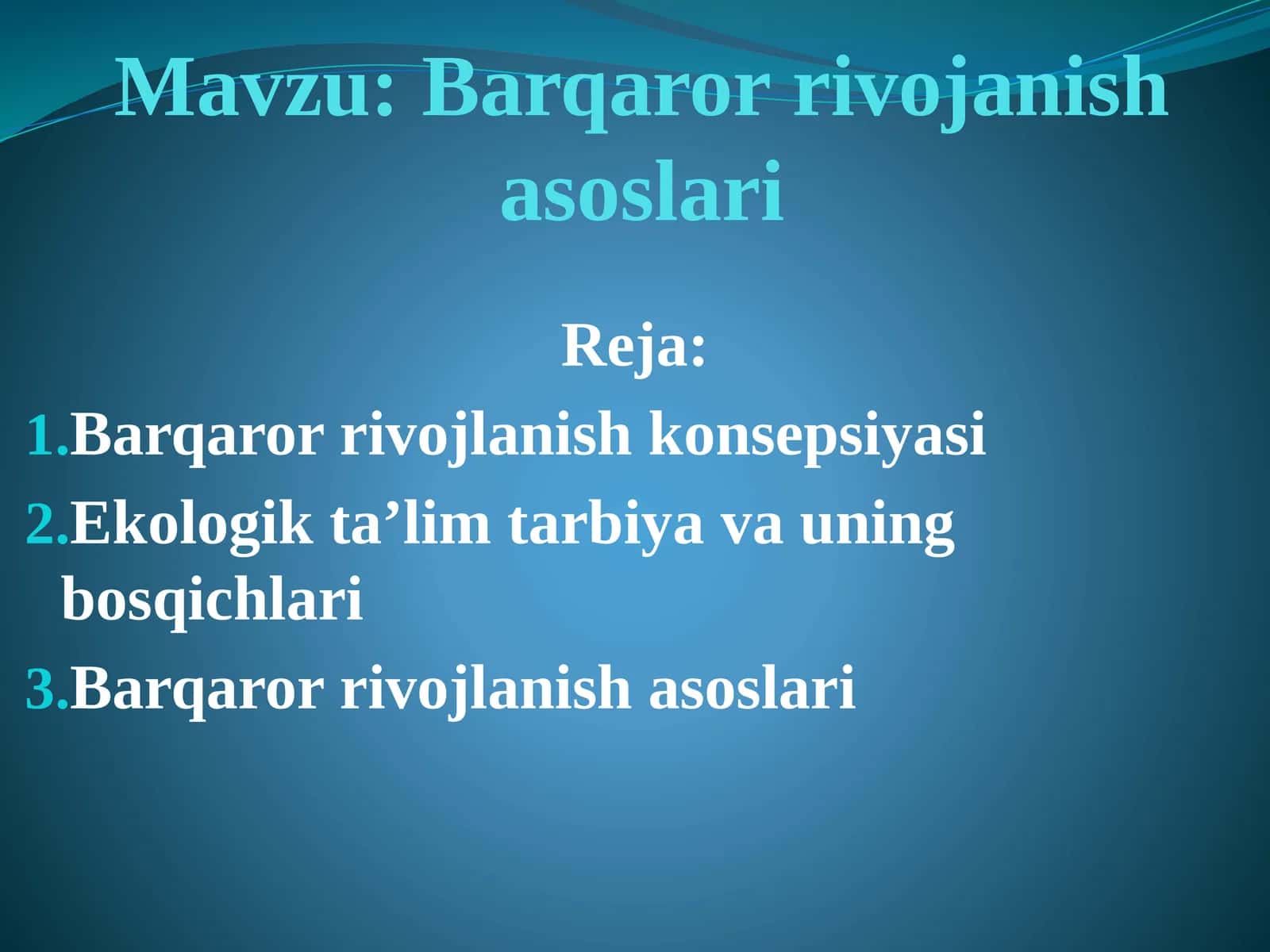 Barqaror rivojanish asoslari 1
