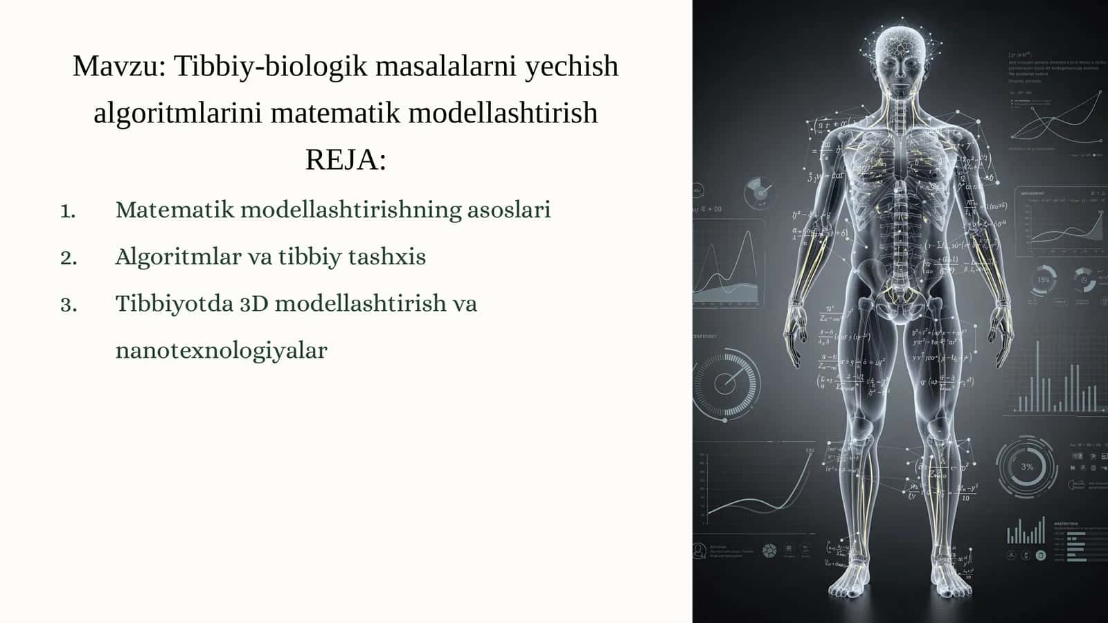 Tibbiy-biologik masalalarni yechish algoritmlarini matematik modellashtirish 1