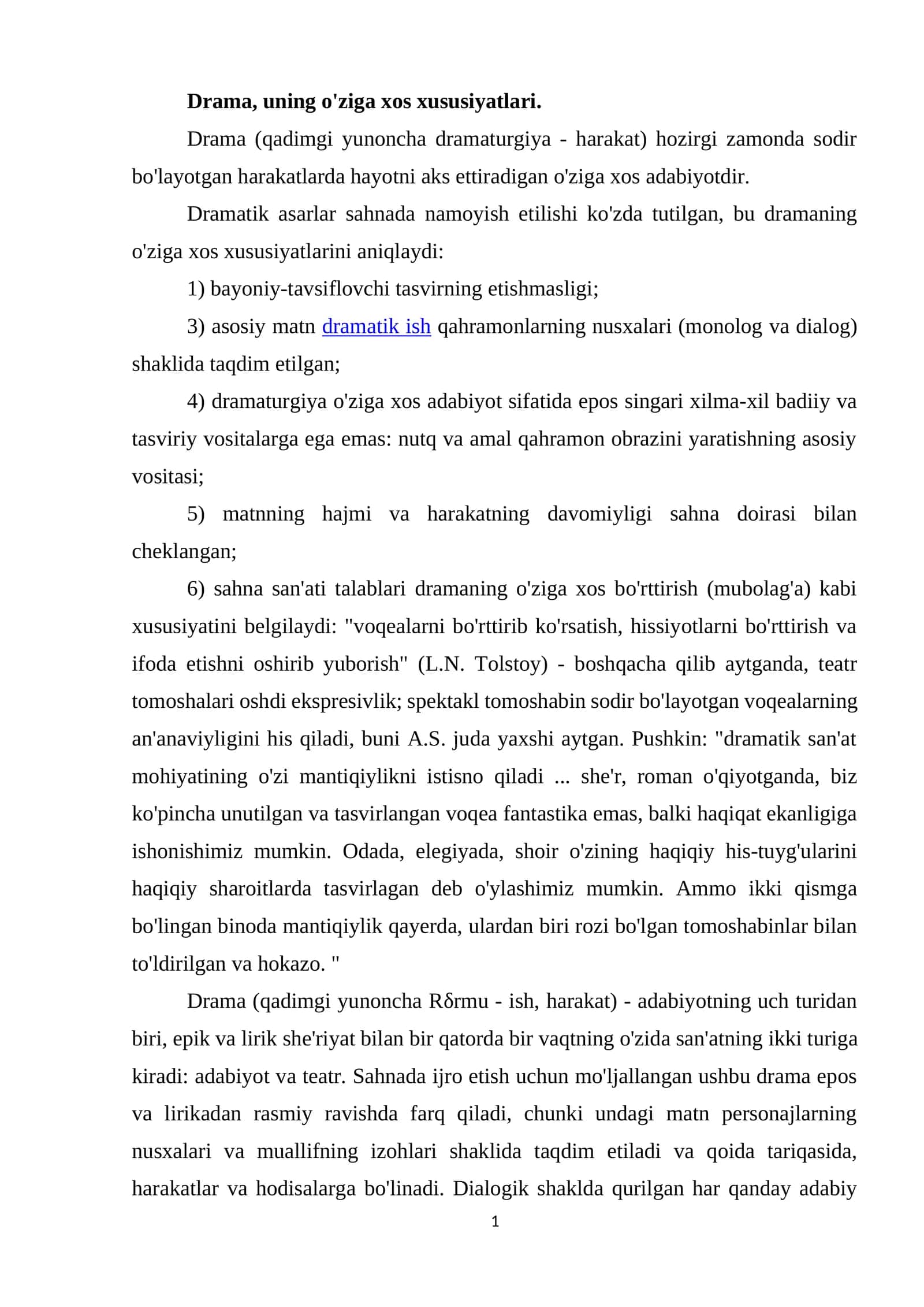 Drama haqida 1