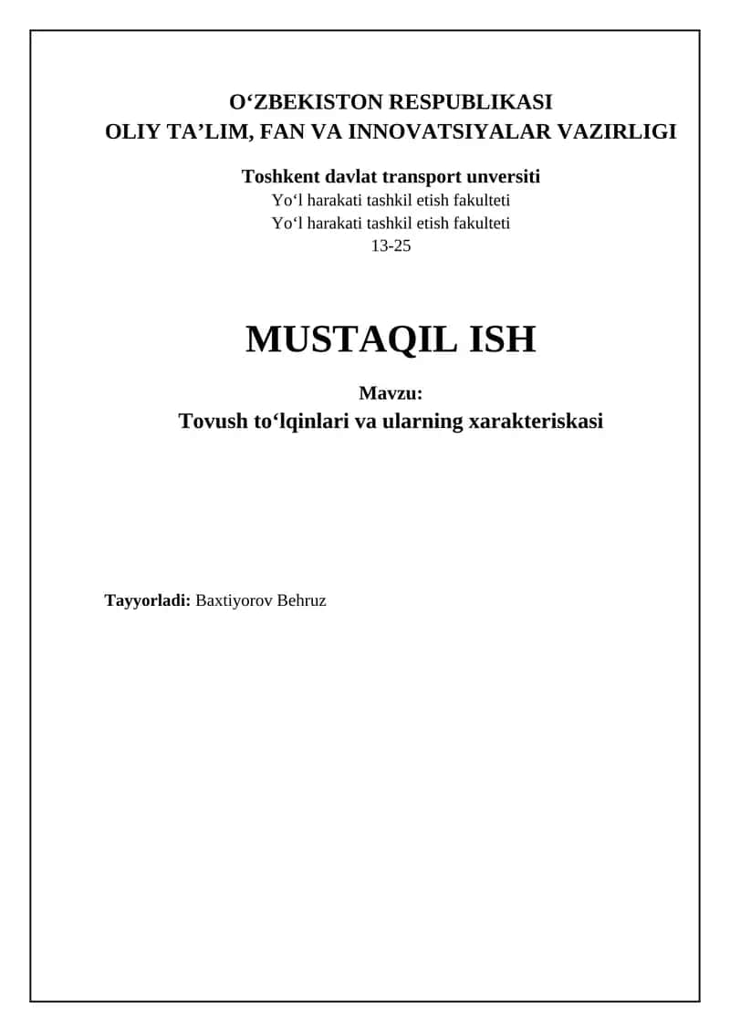 Tovush to'lqinlari va ularning xarakteriskasi 1