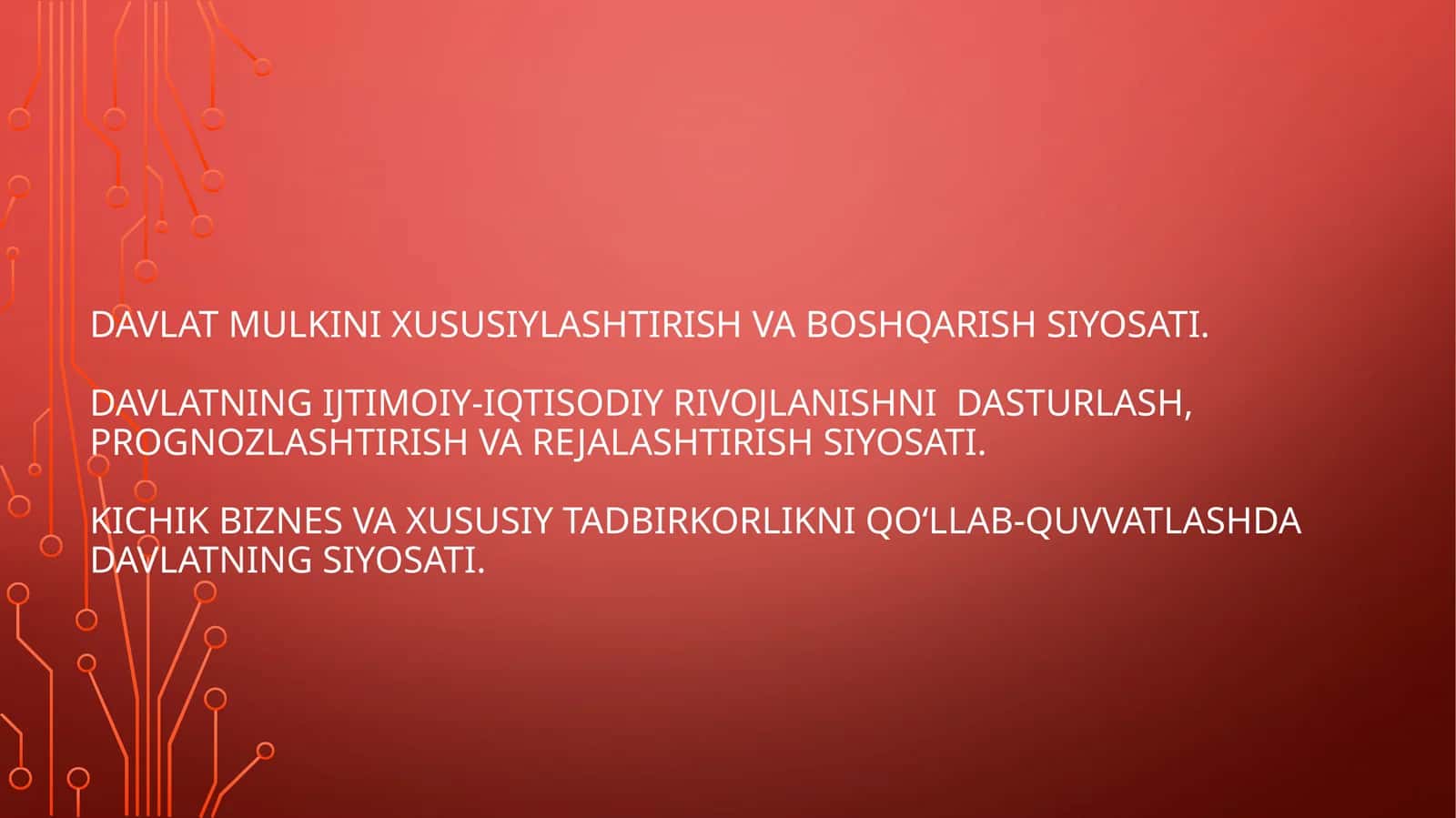 Davlat mulkini xususiylashtirish va boshqarishsiyosati 1