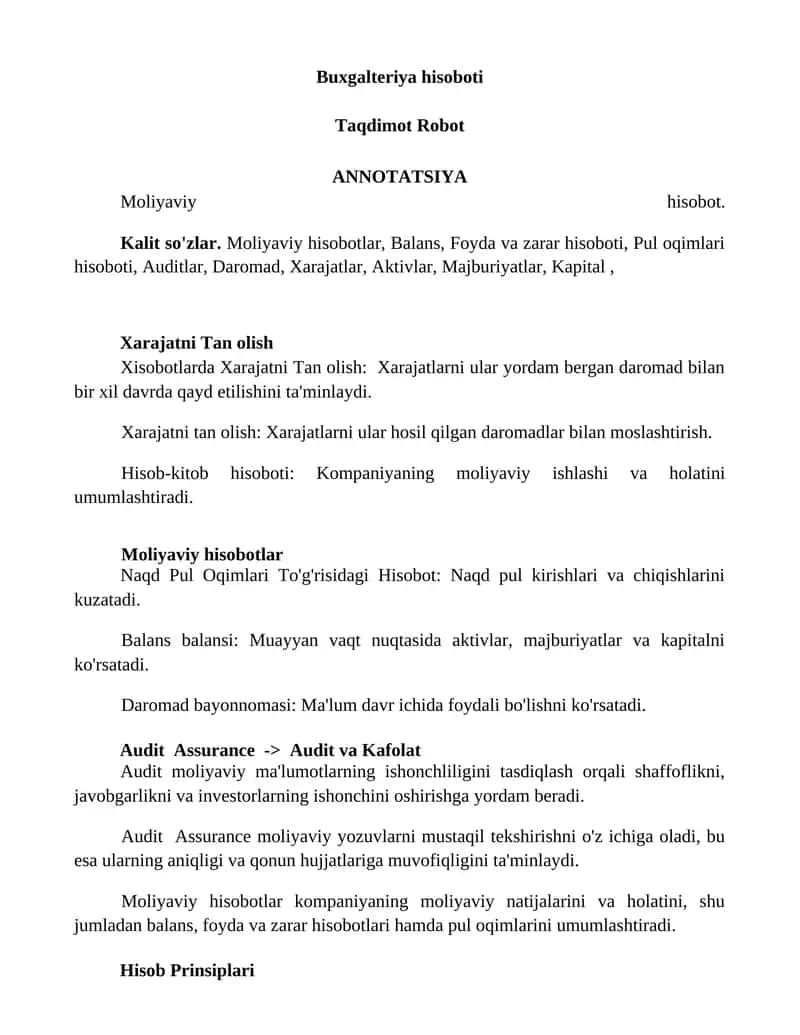 Moliyaviy hisobotlar 1