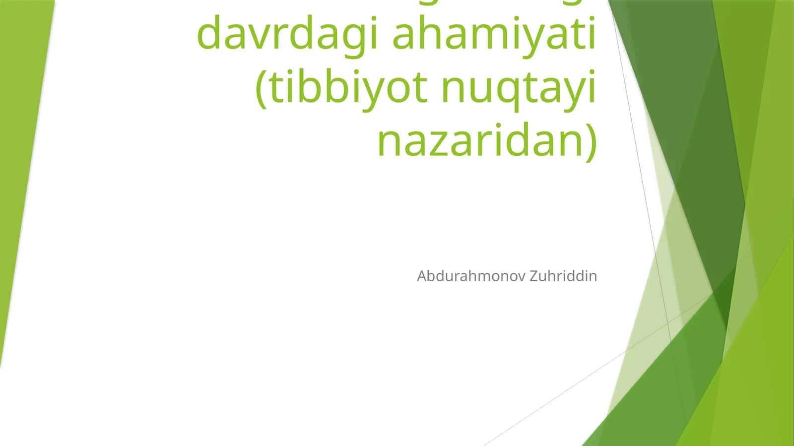 Islom dini manbalari, aqidaviy maktablari va ularning hozirgi davrdagi ahamiyati (tibbiyot nuqtayi nazaridan) 1