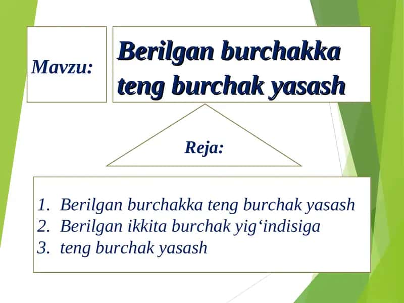 Berilgan burchakka teng burchak yasash 1