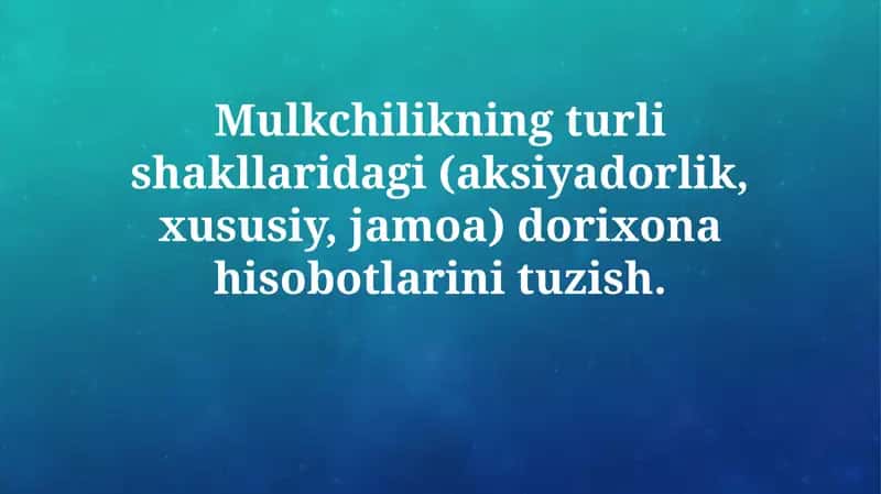 Farmatsevtika hisobotlari O'zbekiston Respublikasi qonunchiligiga muvofiq xususan 787-sonli farmoyish va farmatsevtika faoliyatini tartibga soluvchi boshqa normativ hujjatlarga 1