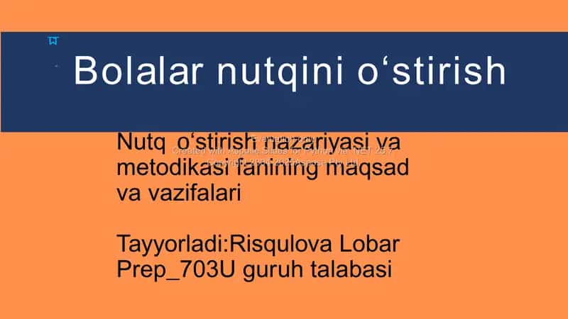 Nutqning o‘stirish nazariyasi va metodikasi 1