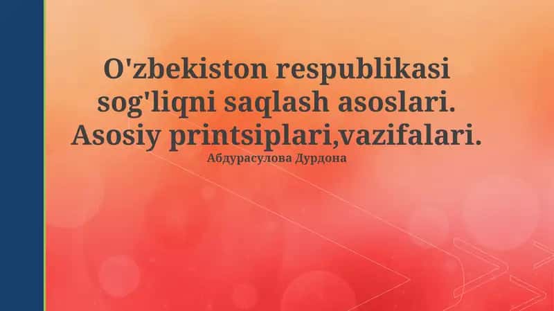 Sogʻliqni Saqlash Asoslari 1