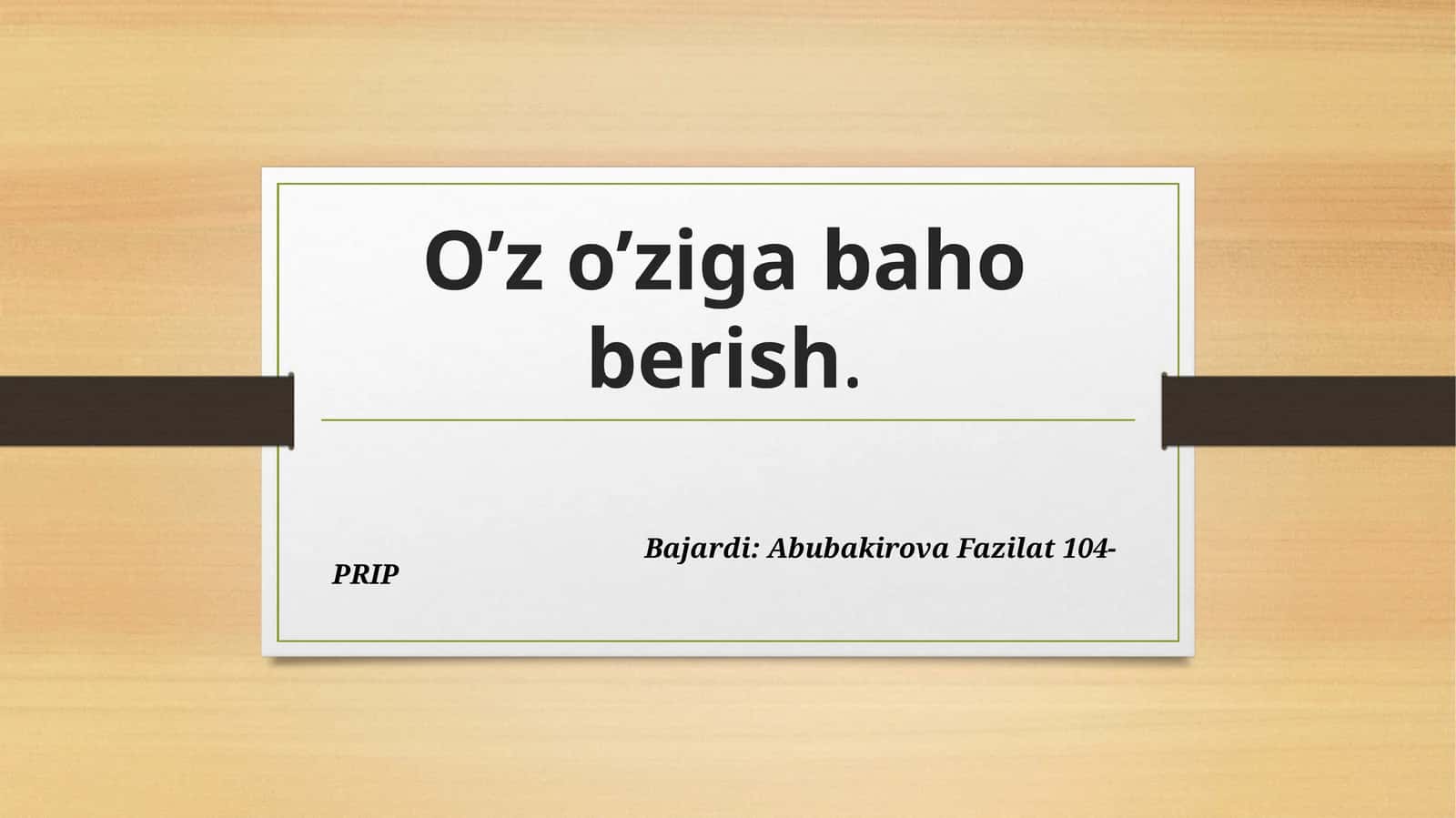 O’zo’zigabahoberish 1