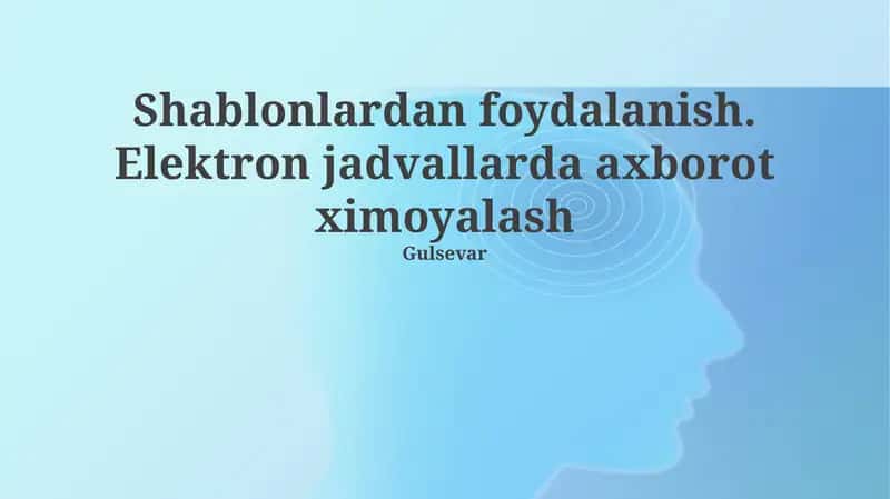 Shablonlardan foydalanish. Elektron jadvallarda axborot ximoyalash 1