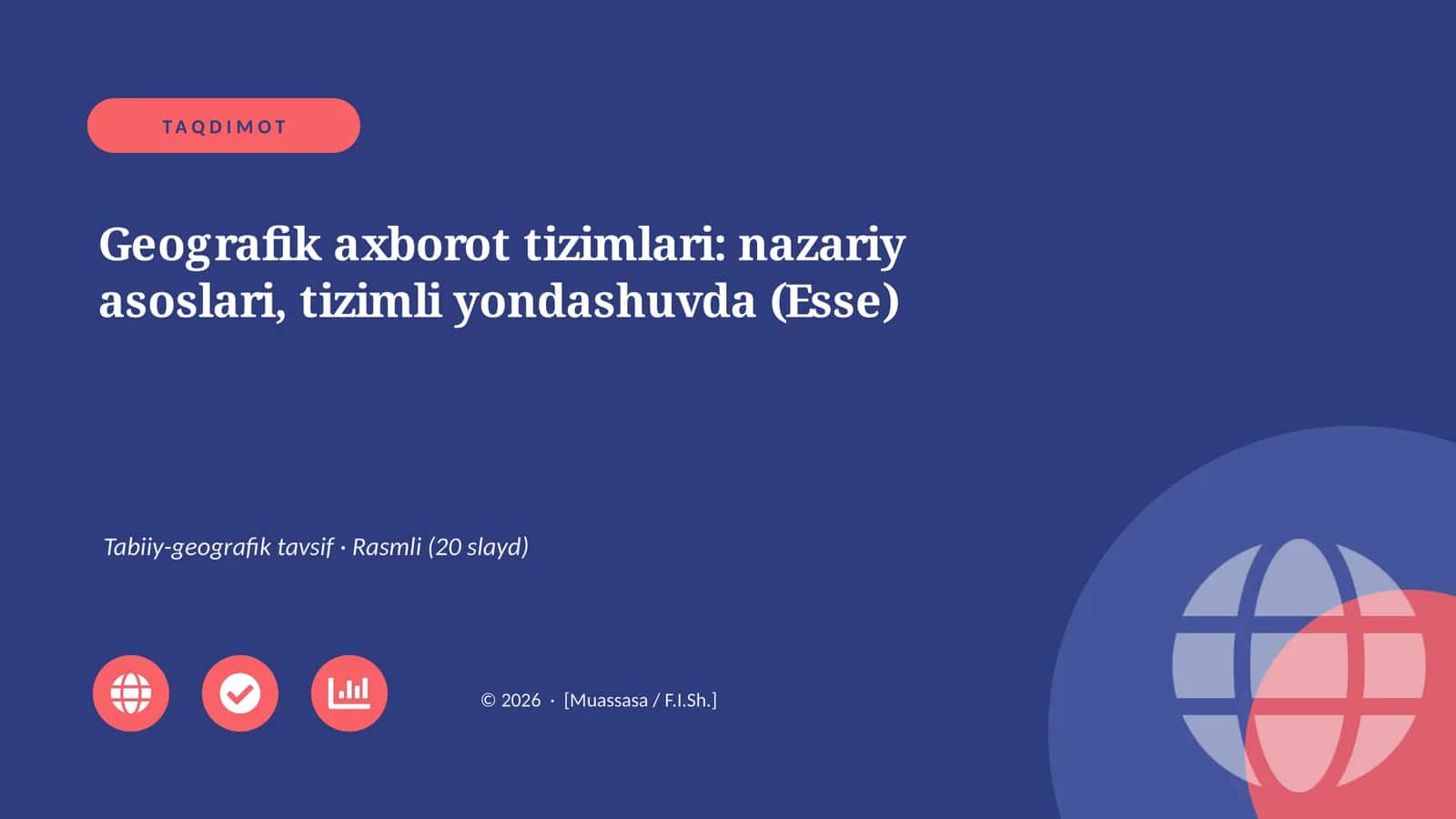Geografik axborot tizimlari: nazariy asoslari, tizimli yondashuvda (Esse) 1