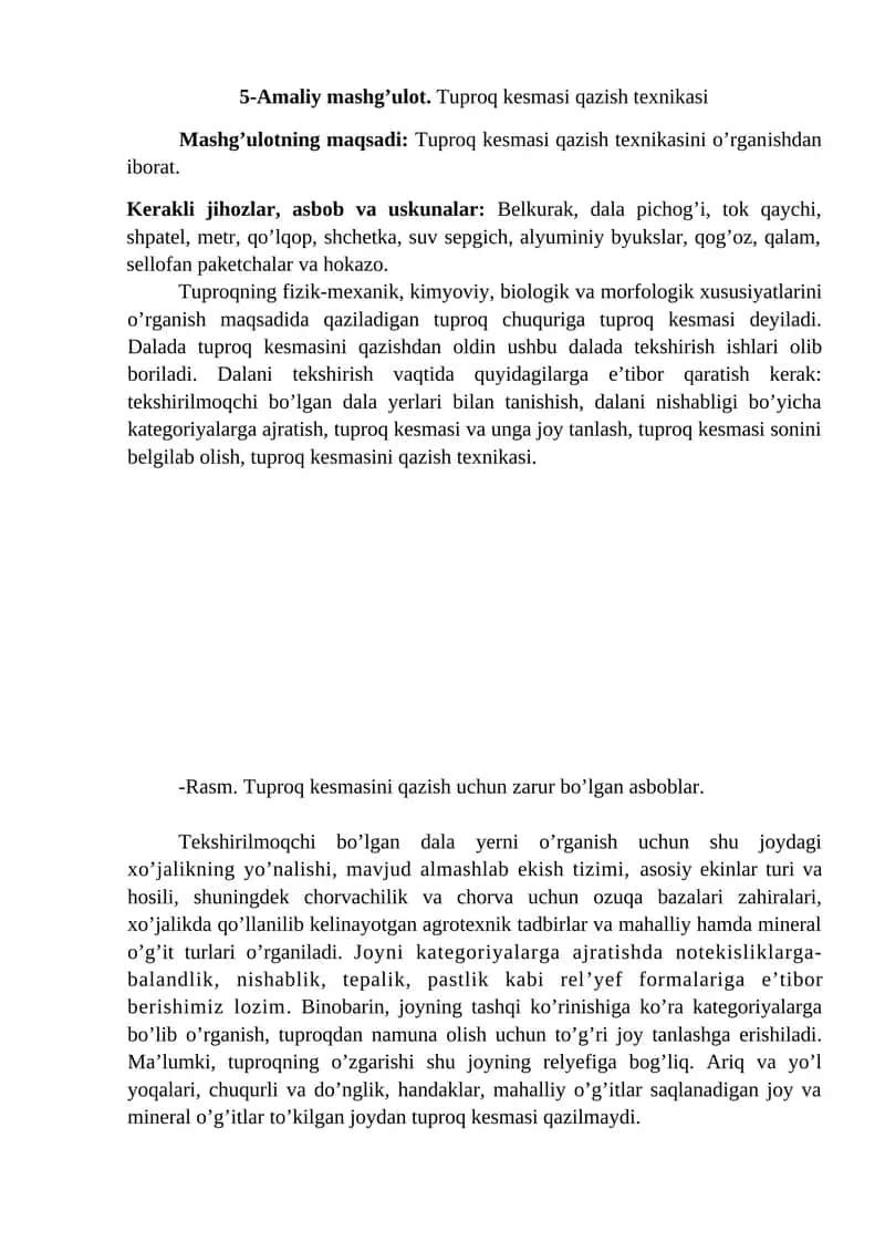 Tuproq kesmasi qazish texnikasi 1