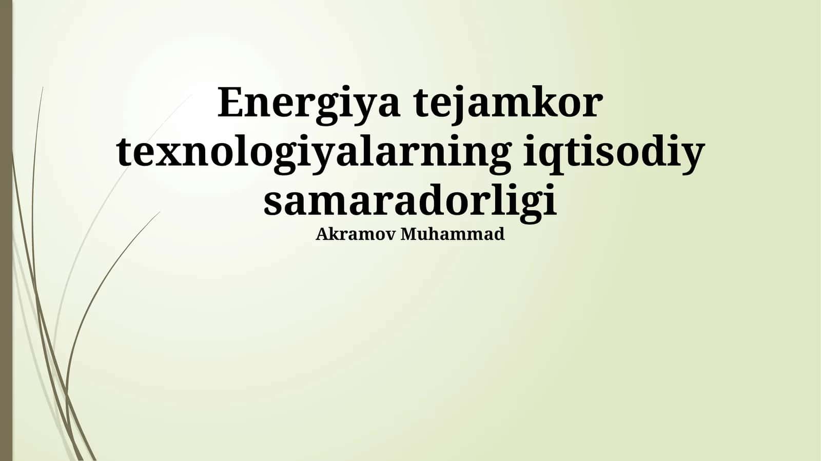 Energiya Tejamkor Texnologiyalarning Iqtisodiy Samaradorligi 1