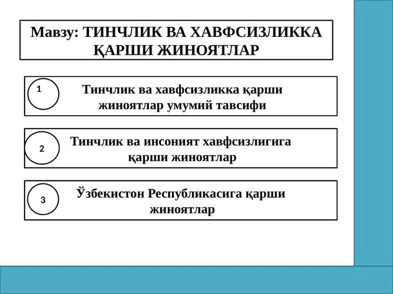 Тинчлик ва хавфсизликга қарши жиноятлар 1