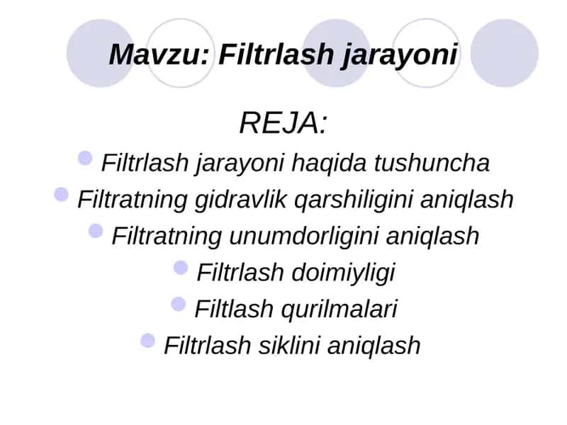 Filtrlash jarayoni 1