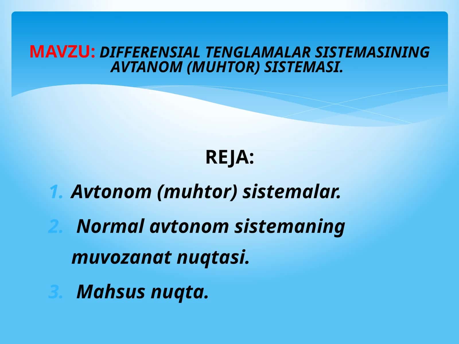 AVTANOM (MUHTOR) SISTEMASI 1