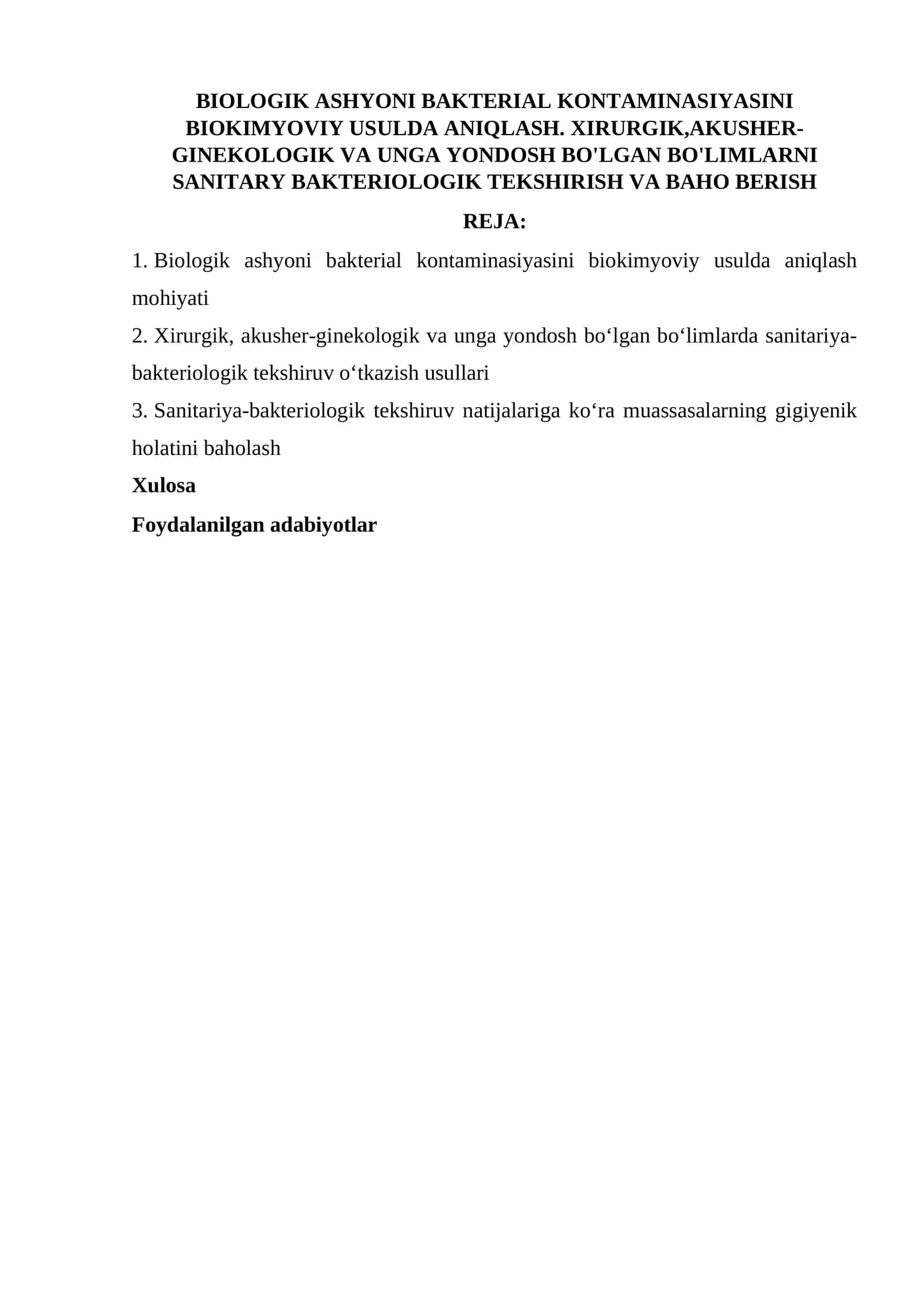 Biologik ashyoni bakterial kontaminasiyasinin biokimyoviy usulda aniqlanishi 1