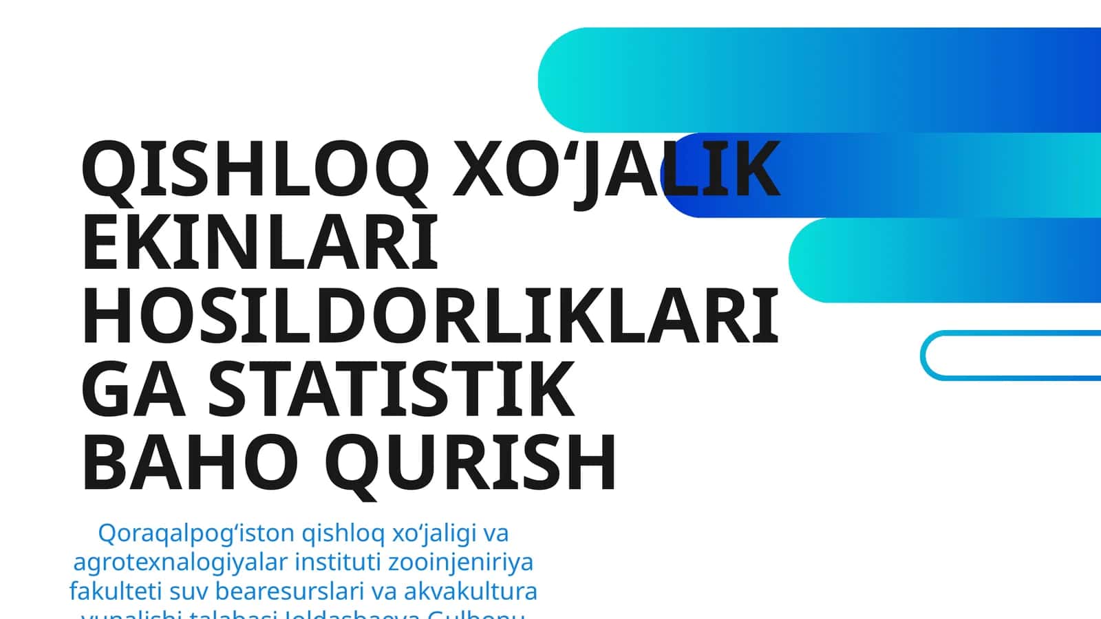 QISHLOQ XO‘JALIK EKINLARI HOSILDORLIKLARIGA STATISTIK BAHO QURISH 1