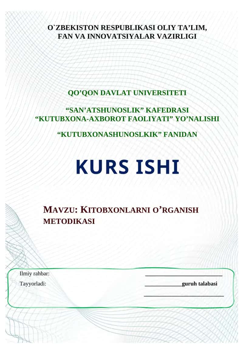 KITOBXONLARNI O’RGANISH METODIKASI 1