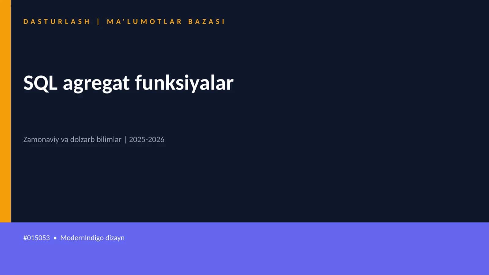 SQL agregat funksiyalar 1