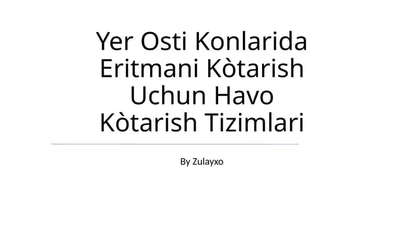 Havo Kòtarish Tizimlari 1