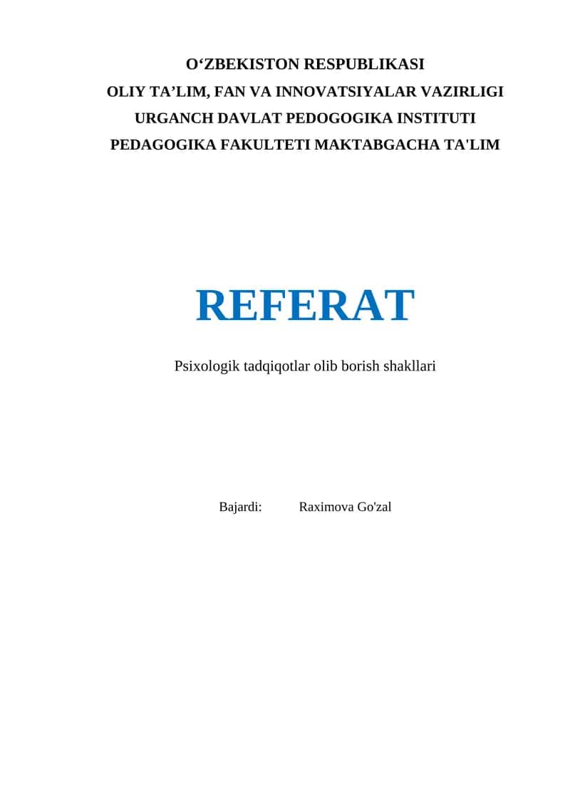 Psixologik tadqiqotlar olib borish shakllari 1