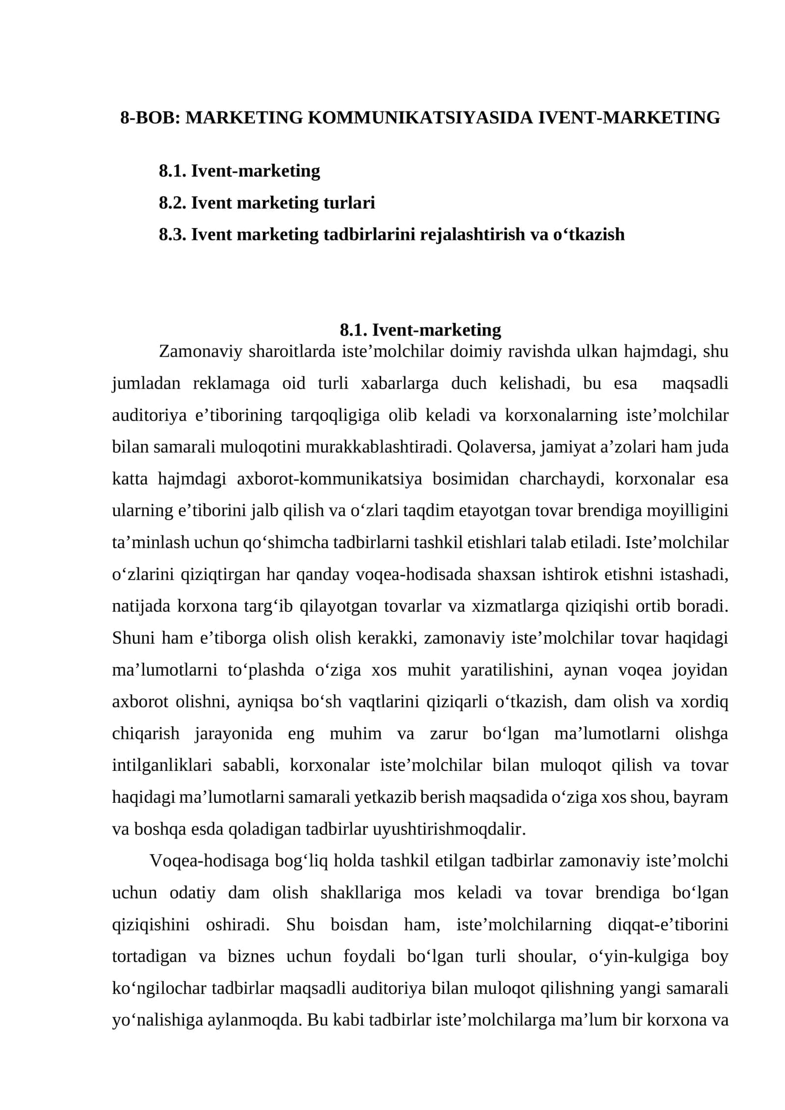 MARKETING KOMMUNIKATSIYASIDA IVENT-MARKETING 1