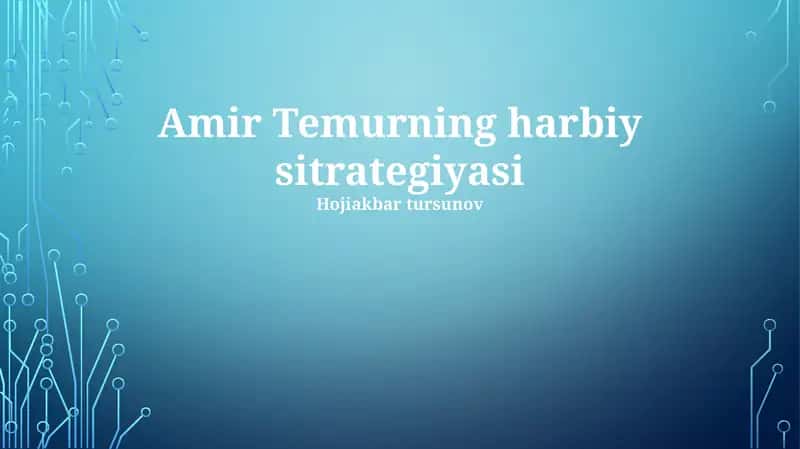 Amir Temurning harbiy sitrategiyasi 1