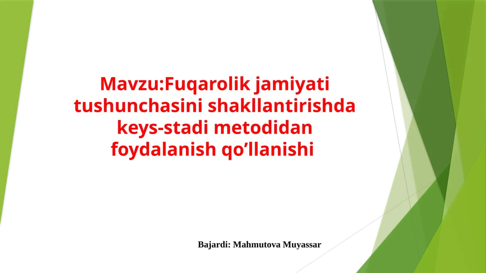 Fuqarolik jamiyati tushunchasini shakllantirishda keys-stadi metodidan foydalanish qo’llanishi 1