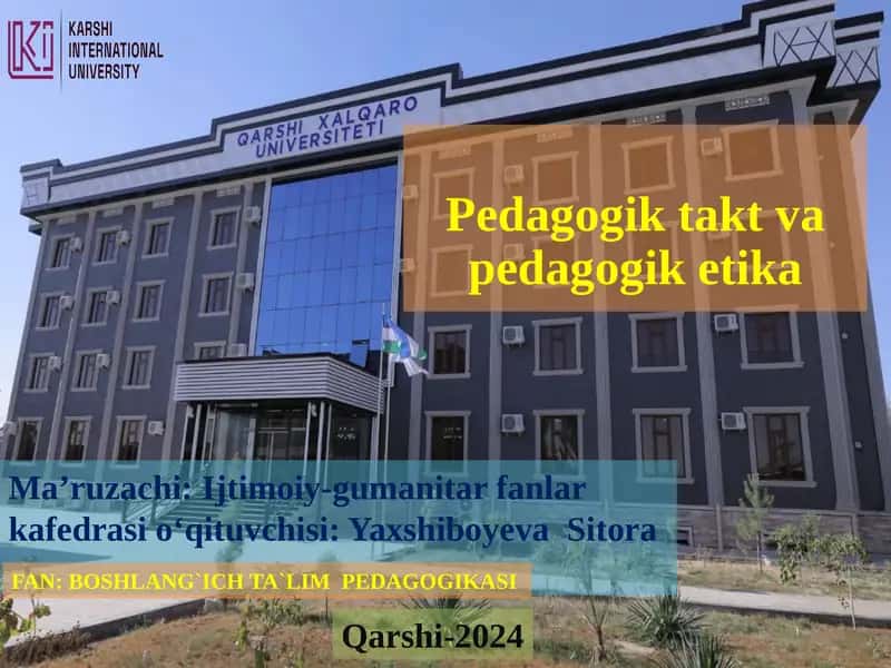 Pedagogik taktika va pedagogik etika 1