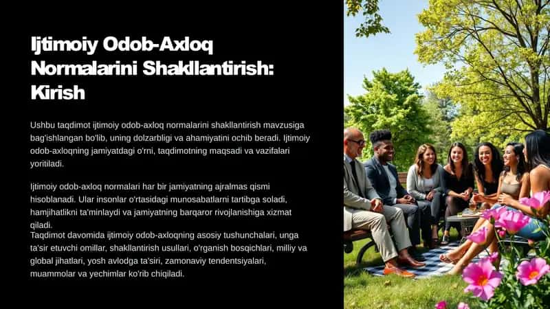 Ijtimoiy Odob-Axloq Normalarini Shakllantirish: Kirish 1
