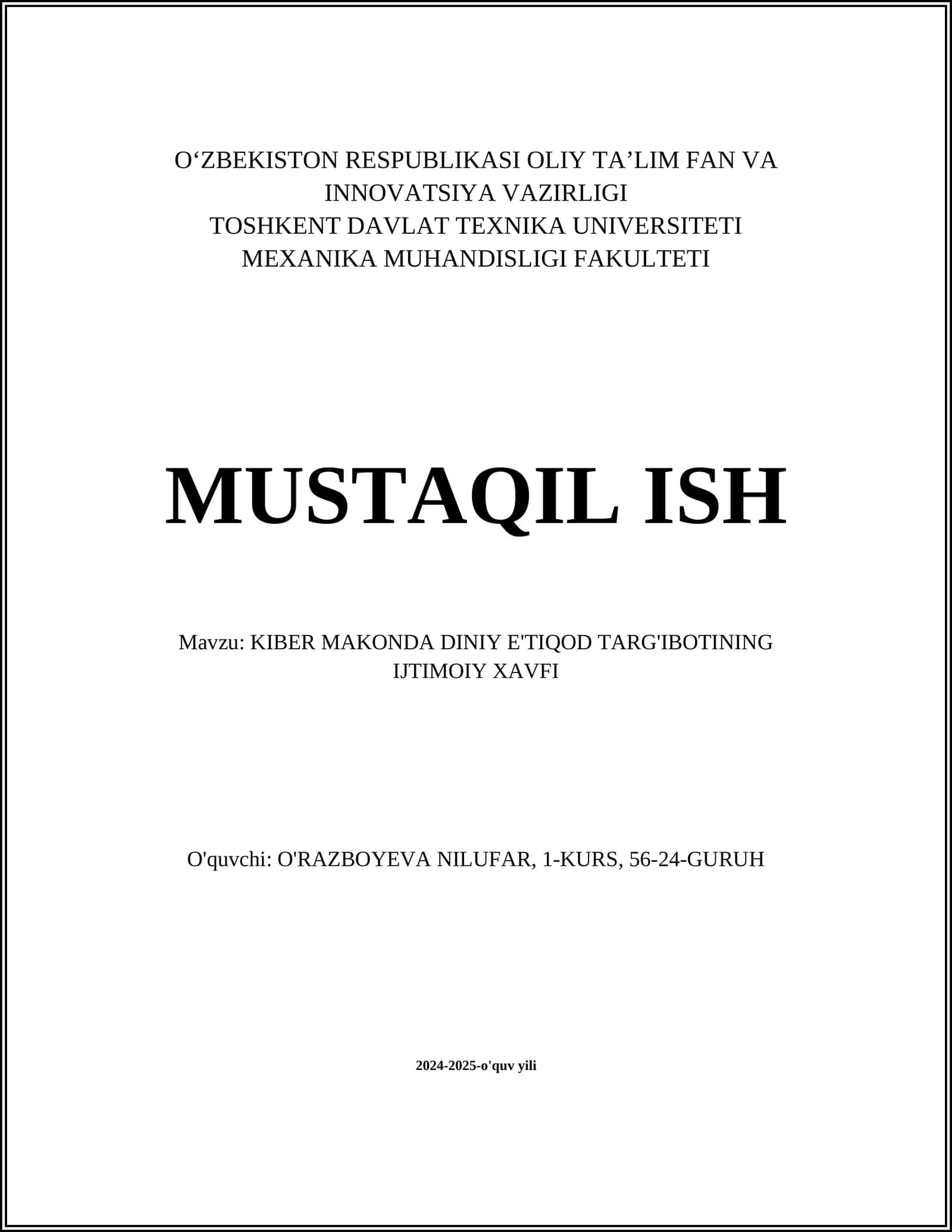 KIBER MAKONDA DINIY E'TIQOD TARG'IBOTINING IJTIMOIY XAVFI 1