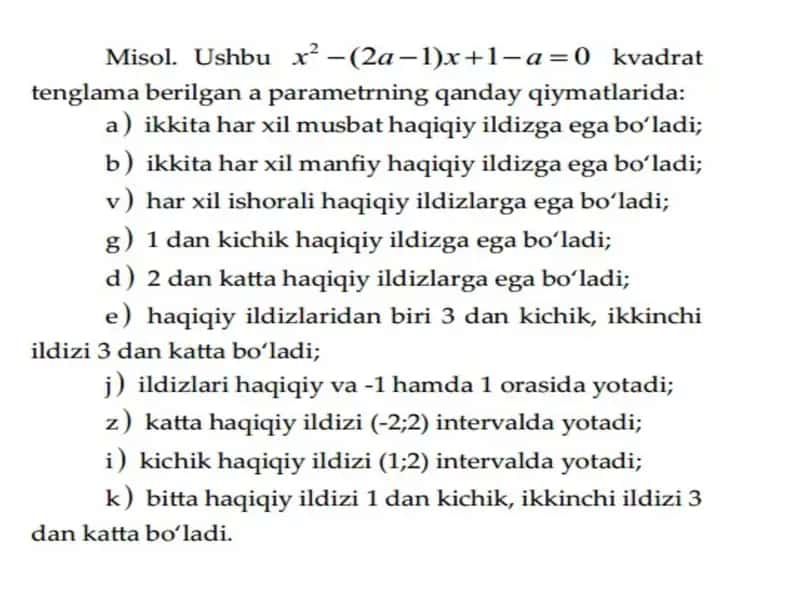 Kvadrat tenglama 1