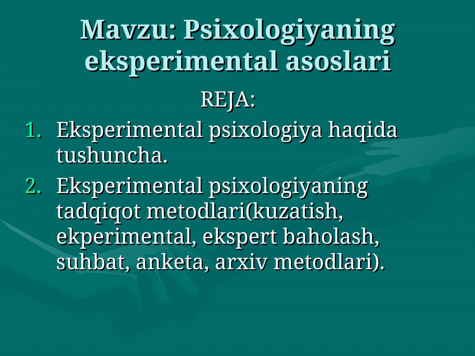 Psixologiyaning eksperimental asoslari 1