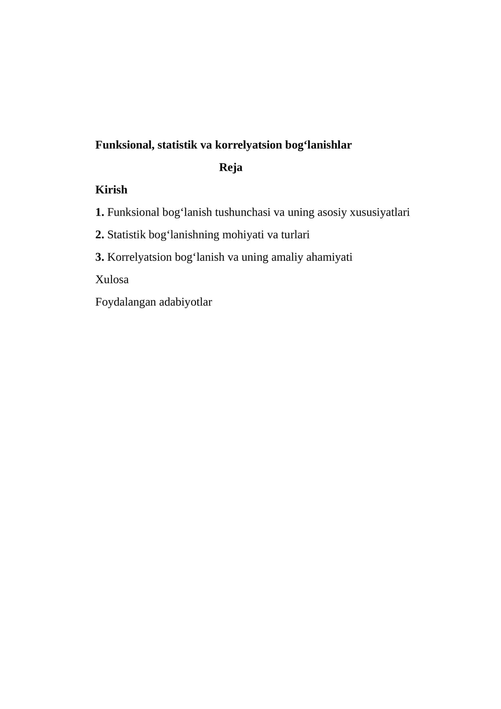 Funktsional, statistik va korrelyatsion bog‘lanishlar 1