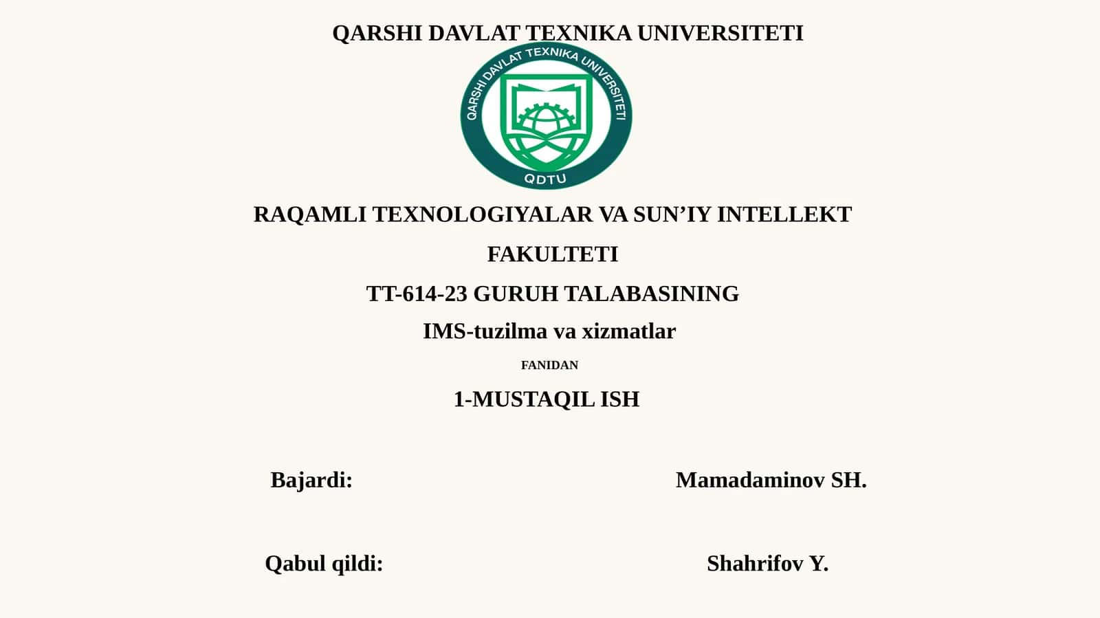 Kanal va paketli kommutatsiyaga egabo'lgan aloqa tarmoqlari 1